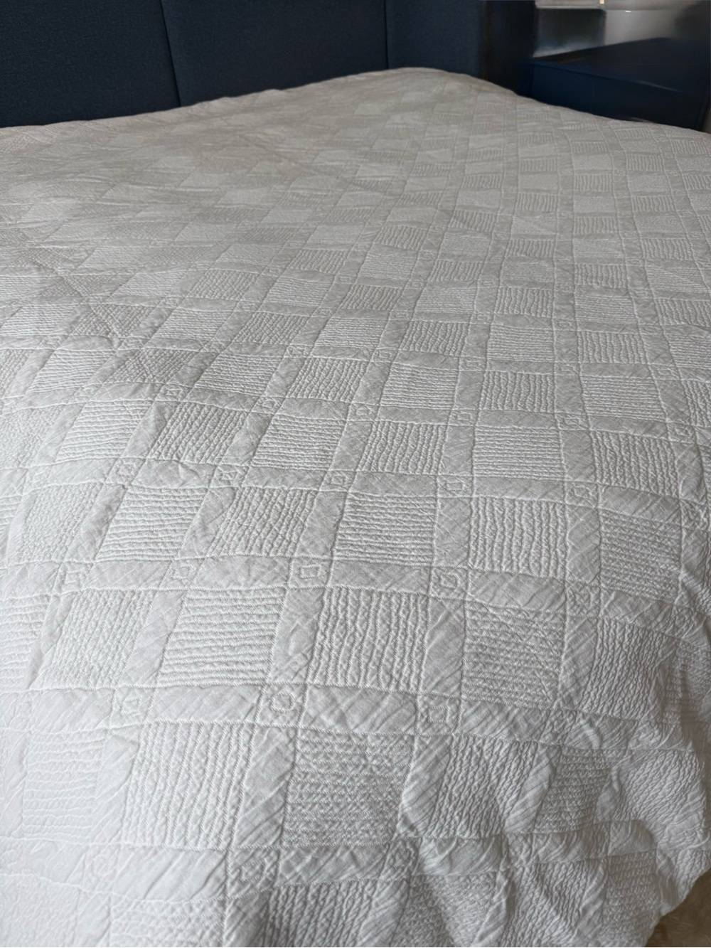 Pottery Barn Geometric 100% Cotton Duvet Cover, King/Cal King White